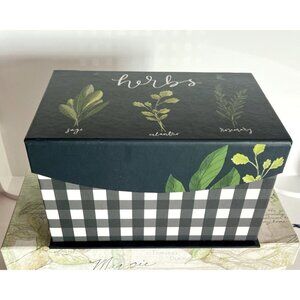 HERBS Storage Box Sage Cilantro Rosemary Green Gingham Becky Thorns Recipe Hold